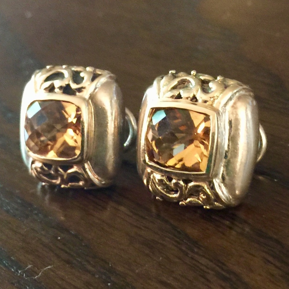 Sterling Silver and Gold Citrine Earrings